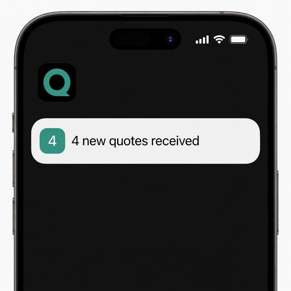 Quote a Job app: 4 new quotes received
